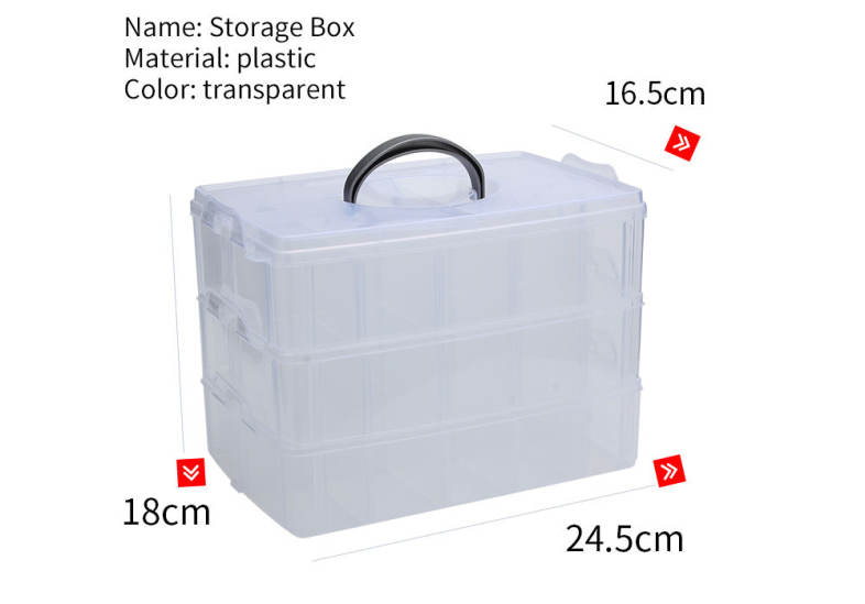 Big Sized Three Layers Removable Plastic Jewelry Bead Cosmetics Storage Box