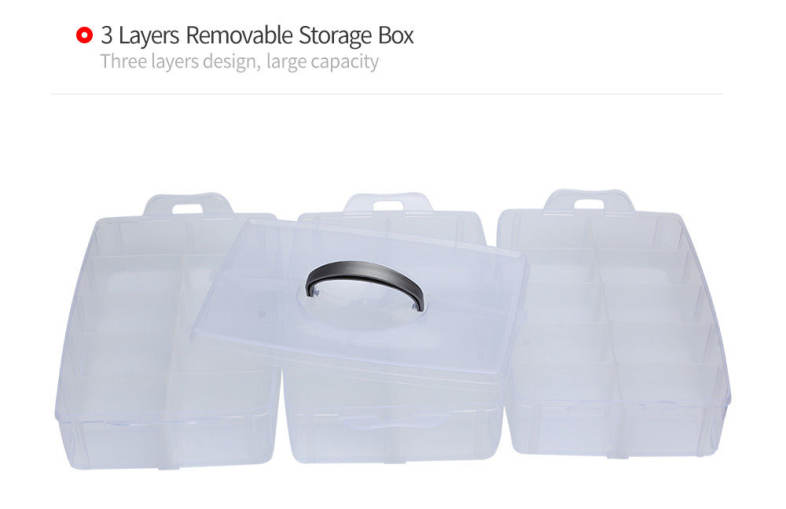 Big Sized Three Layers Removable Plastic Jewelry Bead Cosmetics Storage Box