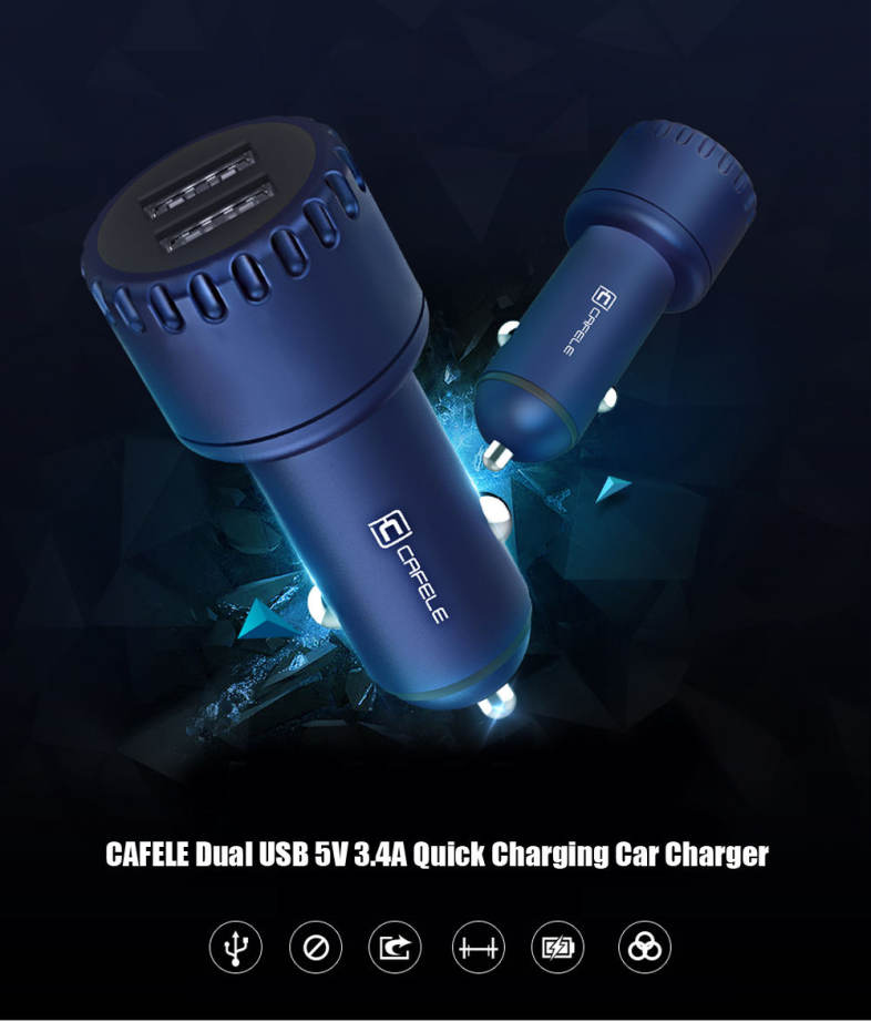 CAFELE Dual USB Luminous 5V 3.4A Quick Charging Car Charger
