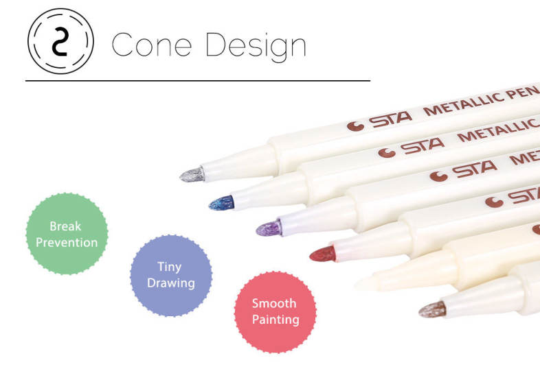 STA 10 Colors Metallic Pen Mark Painting Office Tackle