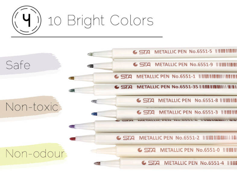 STA 10 Colors Metallic Pen Mark Painting Office Tackle