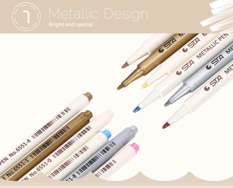 STA 6 Colors Metallic Pen Mark Painting Office Drawing Tackle