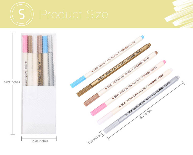 STA 6 Colors Metallic Pen Mark Painting Office Drawing Tackle