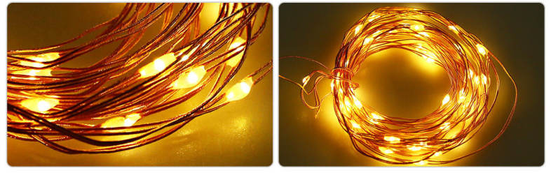HQYG - 02 30CM 50 LEDs Battery Powered Copper String Light Water Resistant Decorative Lamp with Remote Control