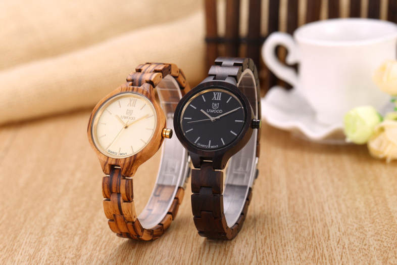 UWOOD UW - 1003 Women Quartz Watch Wooden Case Nail Shape Scale Water Resistance Wristwatch