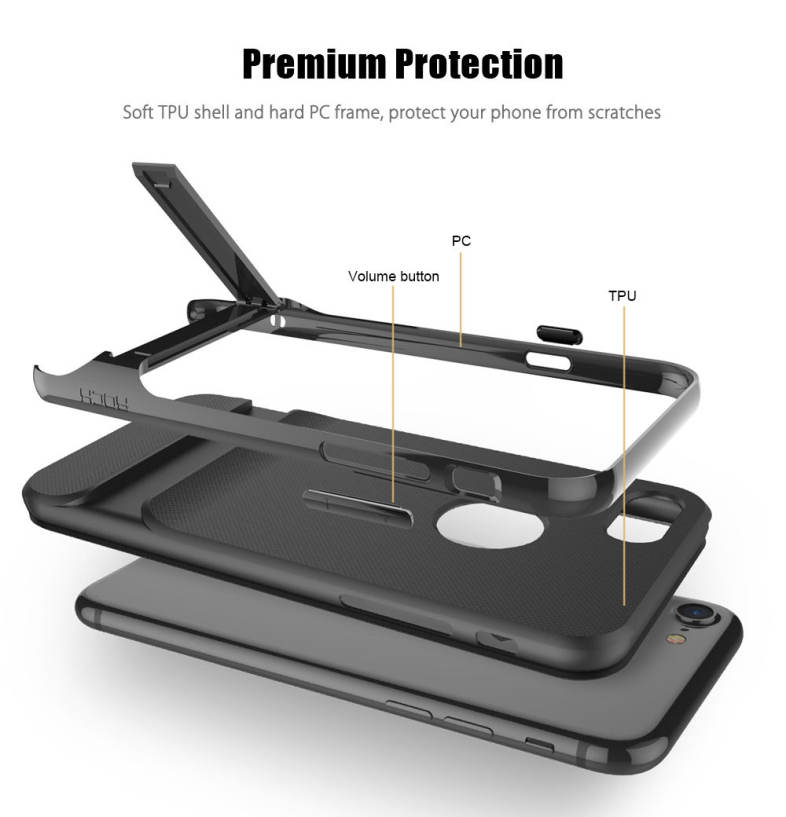 ROCK Royce Series with Kickstand Business Style Protective TPU Shell for iPhone 7
