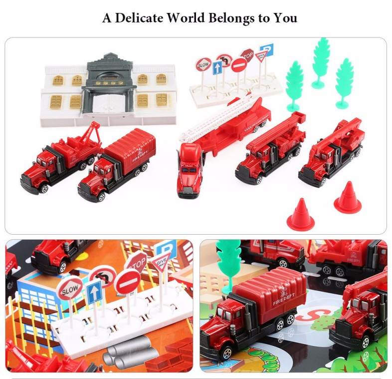 Xiongfengda Children Alloy 1:72 Scale Simulation Fire Department Set Vehicle Model Toy