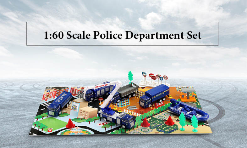 Xiongfengda Children Alloy 1:60 Scale Simulation Police Department Set Vehicle Model Toy