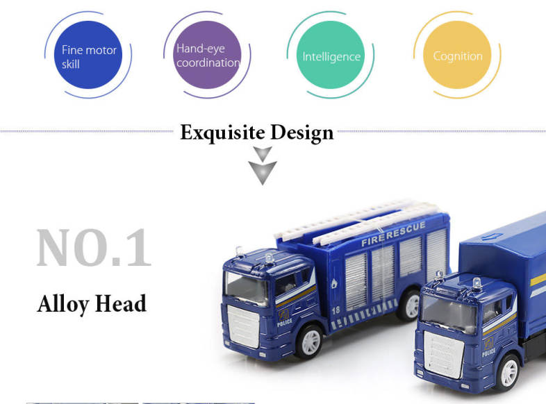 Xiongfengda Children Alloy 1:60 Scale Simulation Police Department Set Vehicle Model Toy