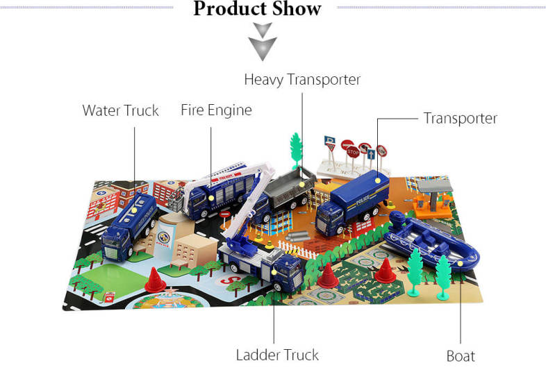 Xiongfengda Children Alloy 1:60 Scale Simulation Police Department Set Vehicle Model Toy