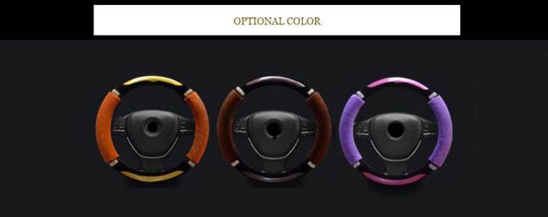 Fashionable Rhinestone-studded Candy Color Car Steering Wheel Cover for Women