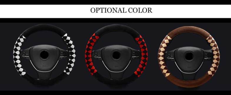 Casual Winter Rhombus Design Warm Car Steering Wheel Cover