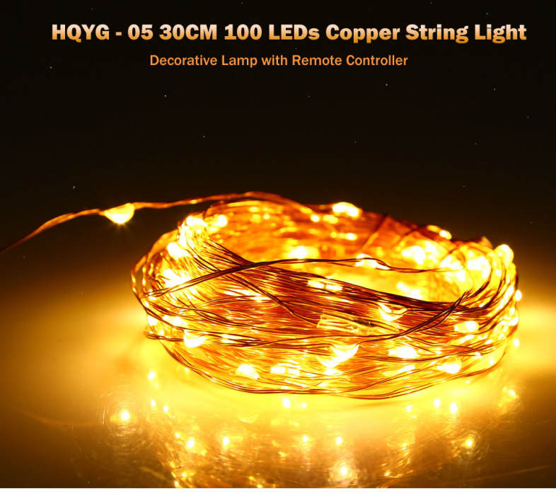 HQYG - 05 30CM 100 LEDs Copper String Light Decorative Lamp with Remote Controller