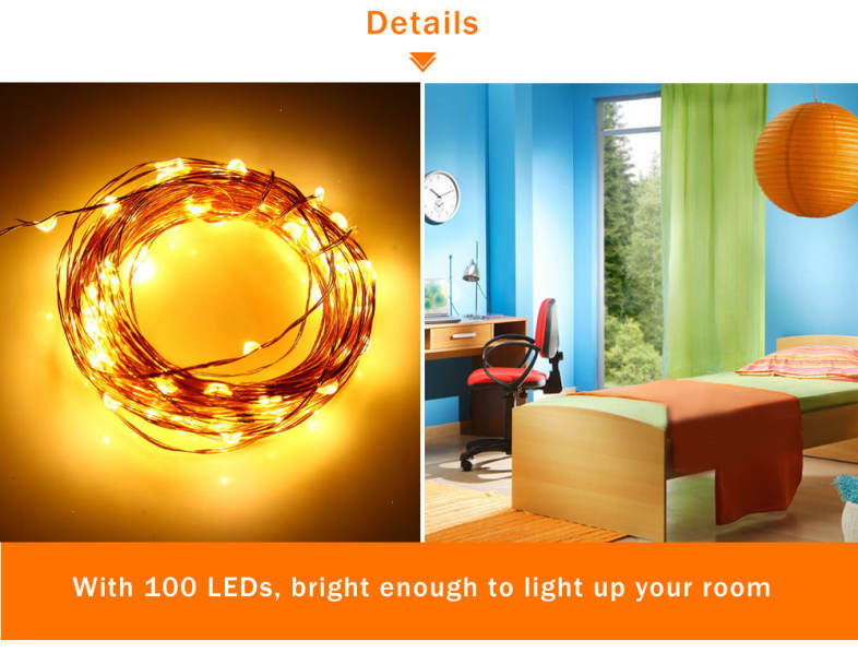 HQYG - 05 30CM 100 LEDs Copper String Light Decorative Lamp with Remote Controller