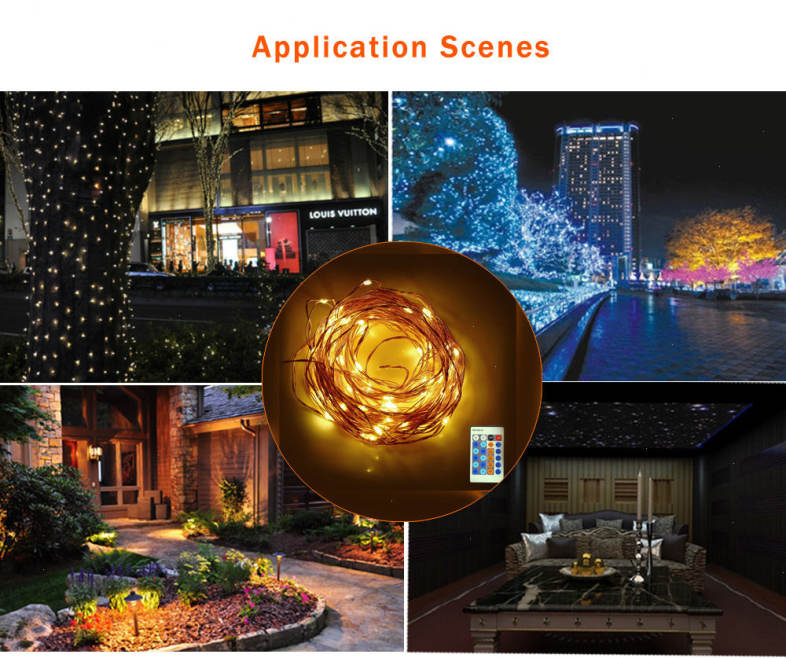 HQYG - 06 30CM 100 LEDs Copper String Light Decorative Lamp with Remote Controller