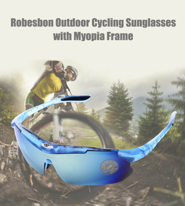 Robesbon Polarized Windproof Cycling Sunglasses Bike Goggles Eyewear with Myopia Frame