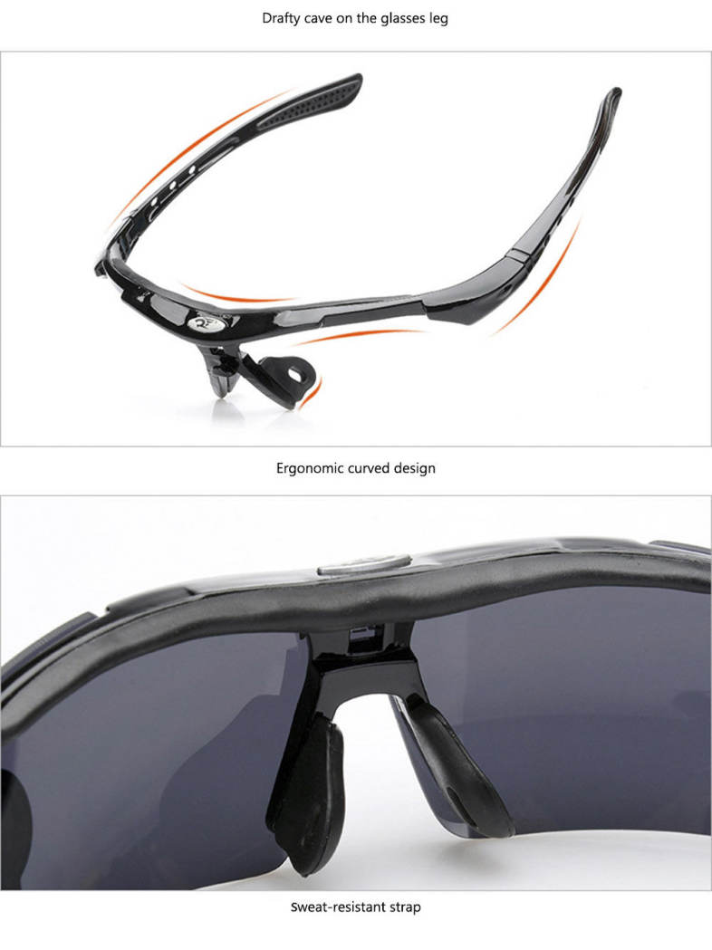 Robesbon Polarized Windproof Cycling Sunglasses Bike Goggles Eyewear with Myopia Frame