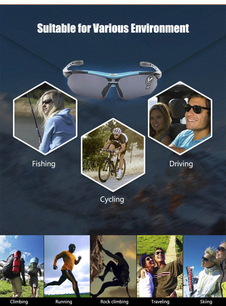 Robesbon Polarized Windproof Cycling Sunglasses Bike Goggles Eyewear with Myopia Frame