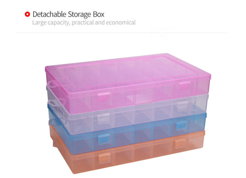 Detachable 28 Compartments Transparent Plastic Jewelry Bead Storage Box