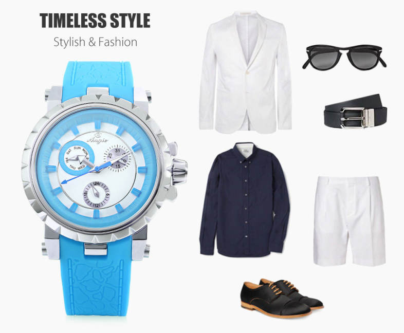 Angie 7135L Unisex Quartz Watch Working Sub-dial Luminous Pointer 3ATM Rubber Band Wristwatch