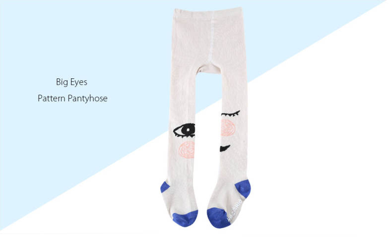 Comfortable Girl Child Big Eyes Print Asymmetrical Pattern Skid Resistant Elastic Pantyhose