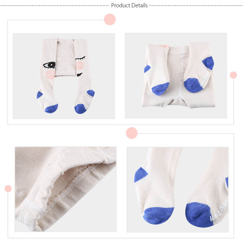 Comfortable Girl Child Big Eyes Print Asymmetrical Pattern Skid Resistant Elastic Pantyhose