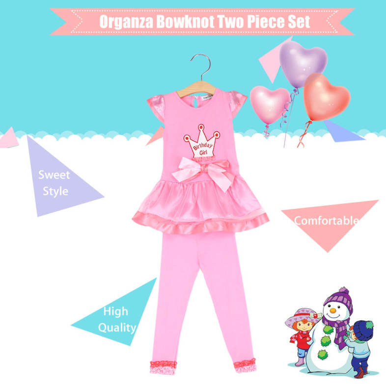 Sweet Girls Organza Bowknot Ruffle Two Piece Set