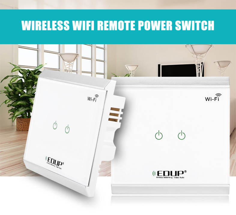 EDUP EP - 3712 WiFi Power Switch with Touch Panel Smart Home Automation Light 2 Gangs Switcher