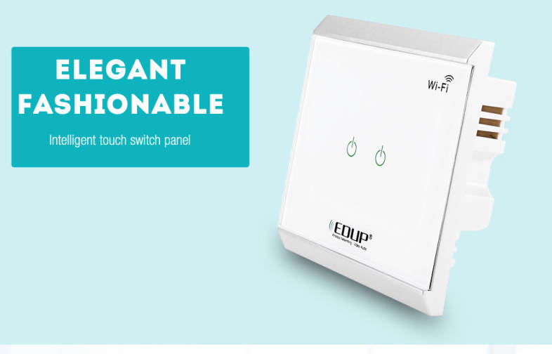 EDUP EP - 3712 WiFi Power Switch with Touch Panel Smart Home Automation Light 2 Gangs Switcher