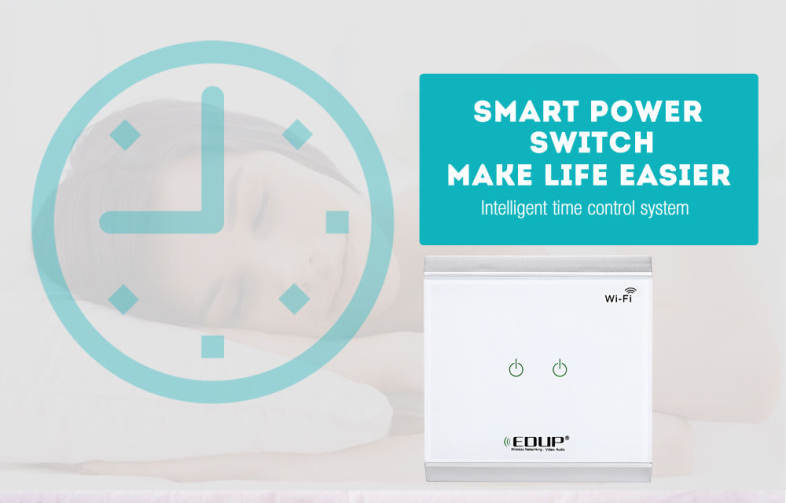 EDUP EP - 3712 WiFi Power Switch with Touch Panel Smart Home Automation Light 2 Gangs Switcher