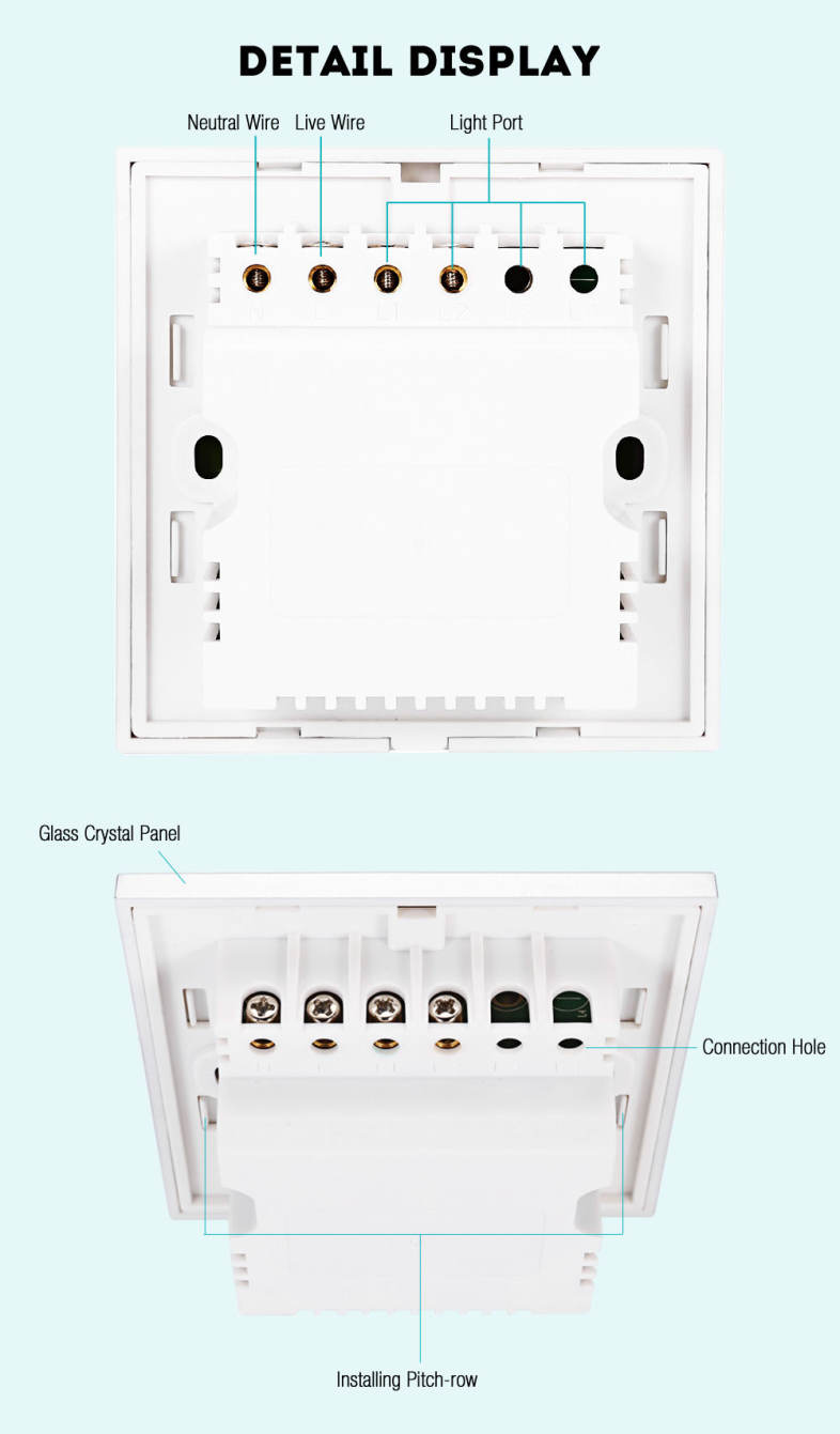 EDUP EP - 3712 WiFi Power Switch with Touch Panel Smart Home Automation Light 2 Gangs Switcher