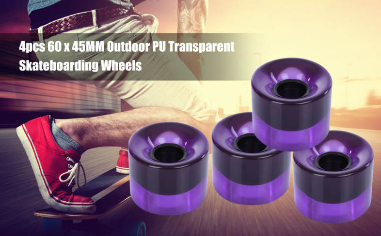 4pcs 60 x 45MM Outdoor Sport PU Transparent Skateboarding Wheels