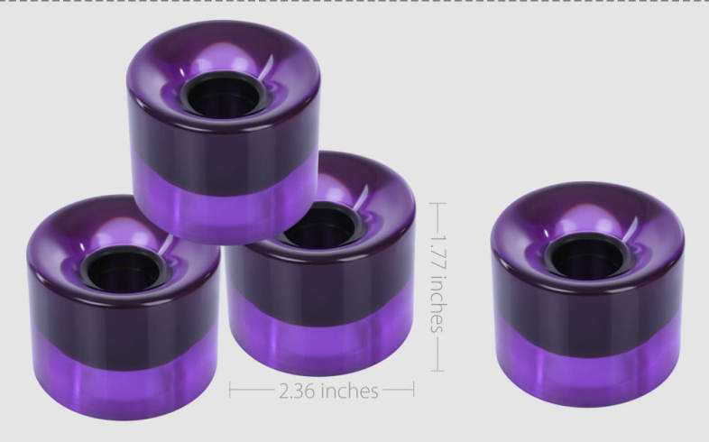 4pcs 60 x 45MM Outdoor Sport PU Transparent Skateboarding Wheels