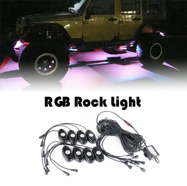 8pcs Universal RGB Rock Light Motorcycle Automobile Decorative Body Lighting Atmosphere Lamps