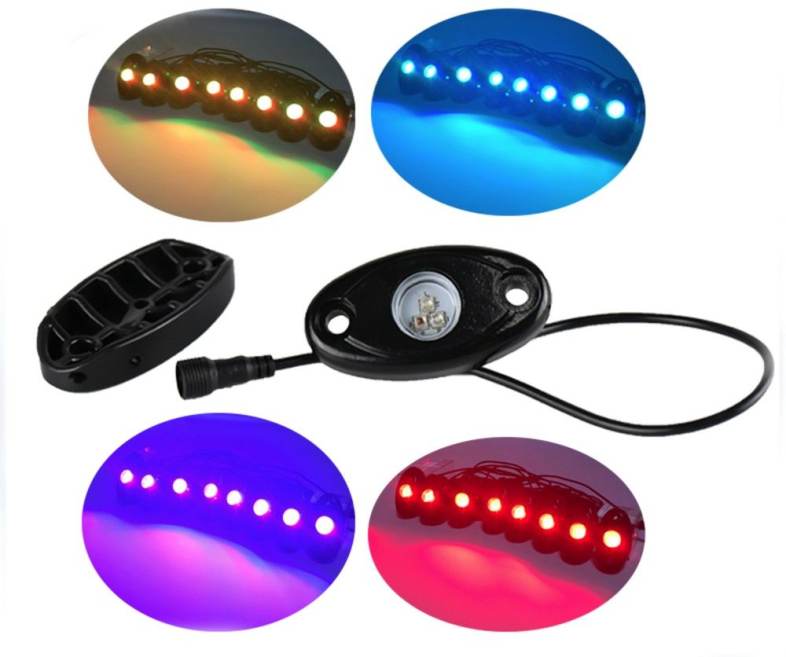 8pcs Universal RGB Rock Light Motorcycle Automobile Decorative Body Lighting Atmosphere Lamps