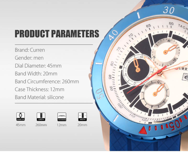 Curren 8143 Male Quartz Watch Date Display Luminous Wristwatch for Men