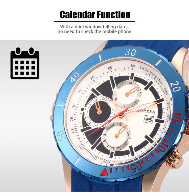 Curren 8143 Male Quartz Watch Date Display Luminous Wristwatch for Men