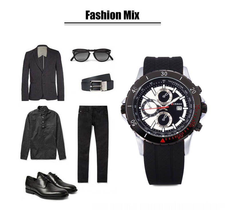 Curren 8143 Male Quartz Watch Date Display Luminous Wristwatch for Men