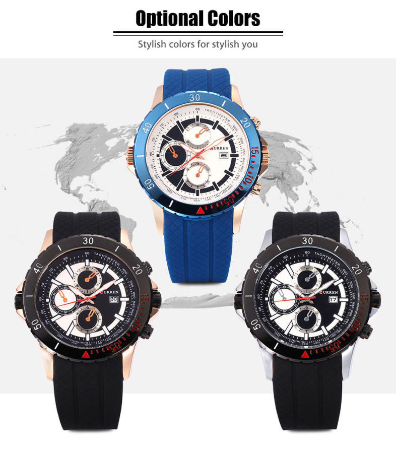 Curren 8143 Male Quartz Watch Date Display Luminous Wristwatch for Men
