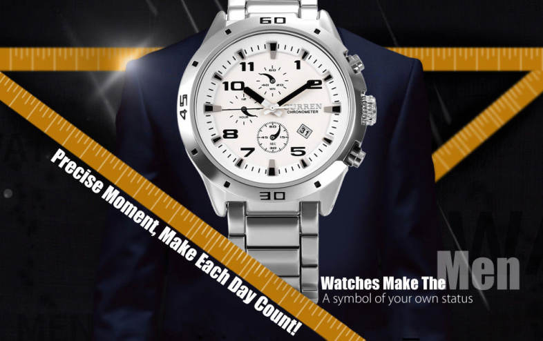 CURREN 8021 Men Quartz Watch Decorative Sub-dial Date Display 30m Water Resistance Wristwatch