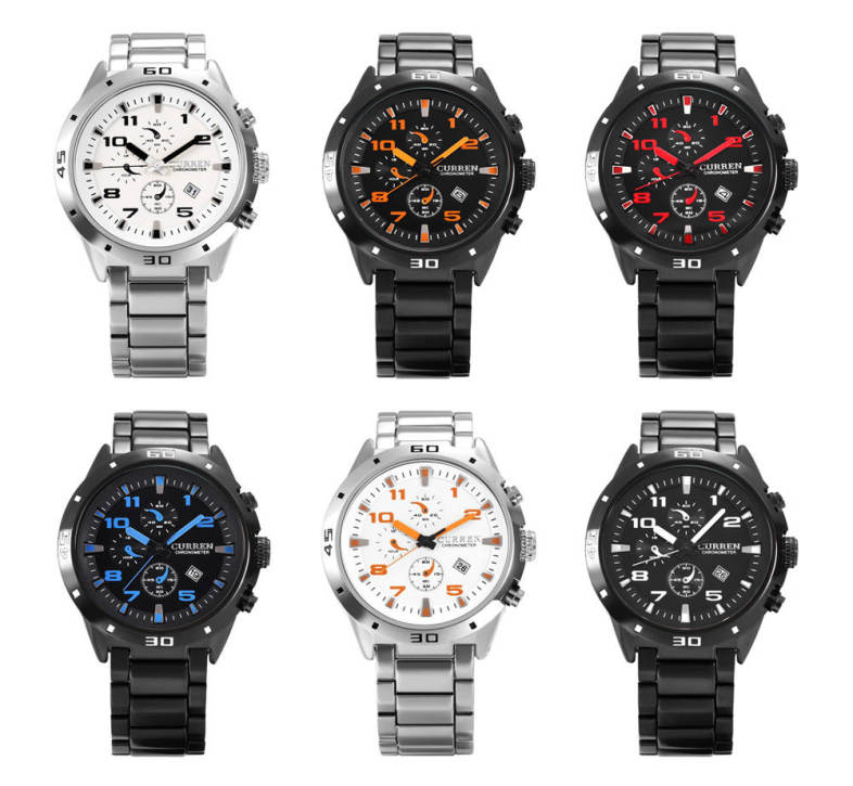 CURREN 8021 Men Quartz Watch Decorative Sub-dial Date Display 30m Water Resistance Wristwatch