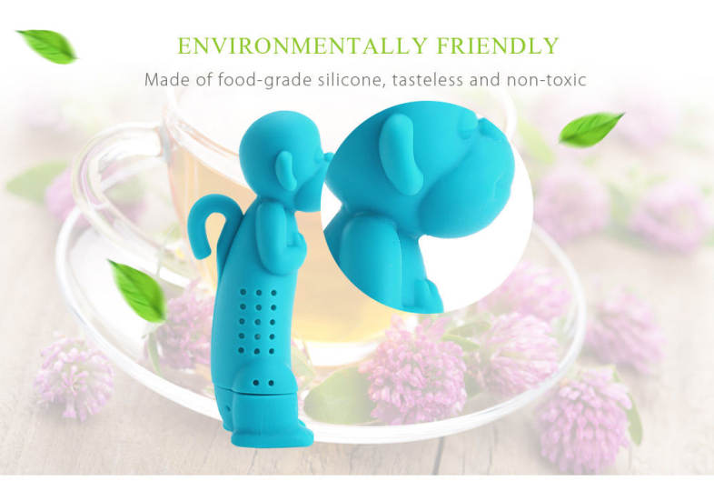 Cartoon Novelty Silicone Monkey Shape Mesh Tea Infuser Strainer Filter