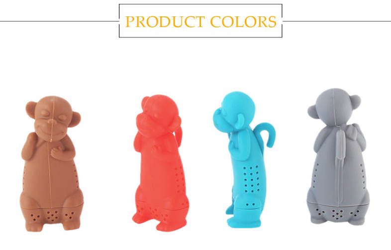 Cartoon Novelty Silicone Monkey Shape Mesh Tea Infuser Strainer Filter