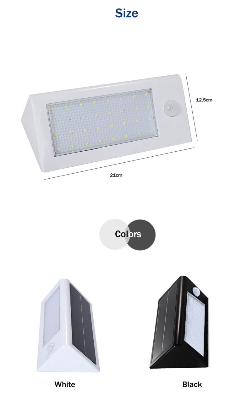 Solar Powered LED Wall Lamp Waterproof Motion Detector Door Lights