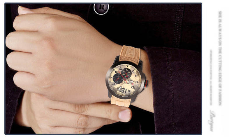 Curren 8182 Camouflage Dial Male Quartz Watch Silicone Band Men Wristwatch