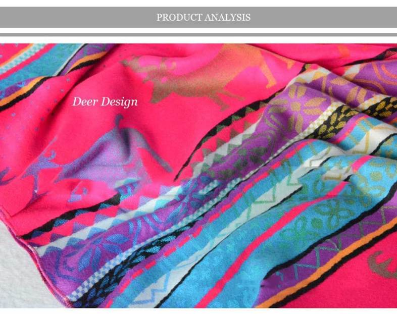 Casual Autumn Winter Deer Colorful Warm Tassel Scarf for Women