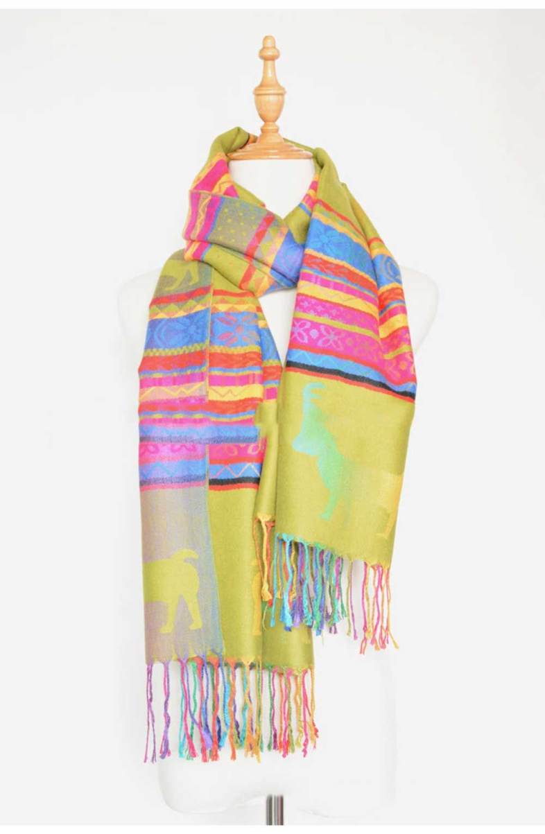 Casual Autumn Winter Deer Colorful Warm Tassel Scarf for Women