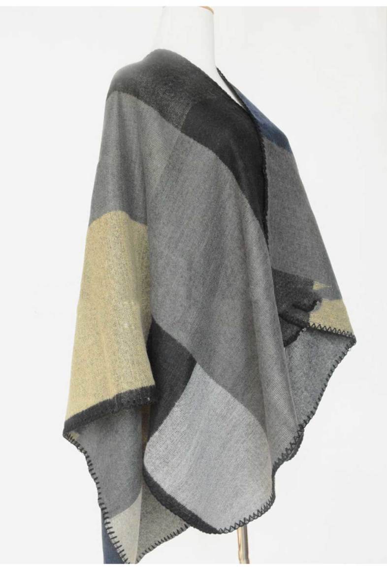 Fashionable Color Block Cloak Design Warm Scarf for Women