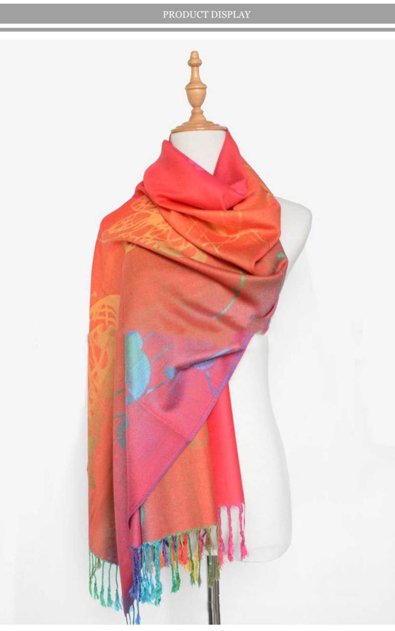 Casual Nation Wind Colorful Butterfly Dual Use Tassel Scarf for Women