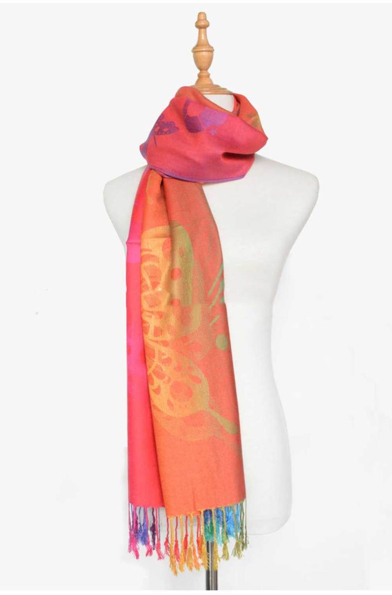 Casual Nation Wind Colorful Butterfly Dual Use Tassel Scarf for Women